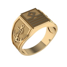 signet ring sea captain jewellery male anchor sign printable detailed men exclusive gold jewel rings 3ds stl obj 3d print model - Mito3D