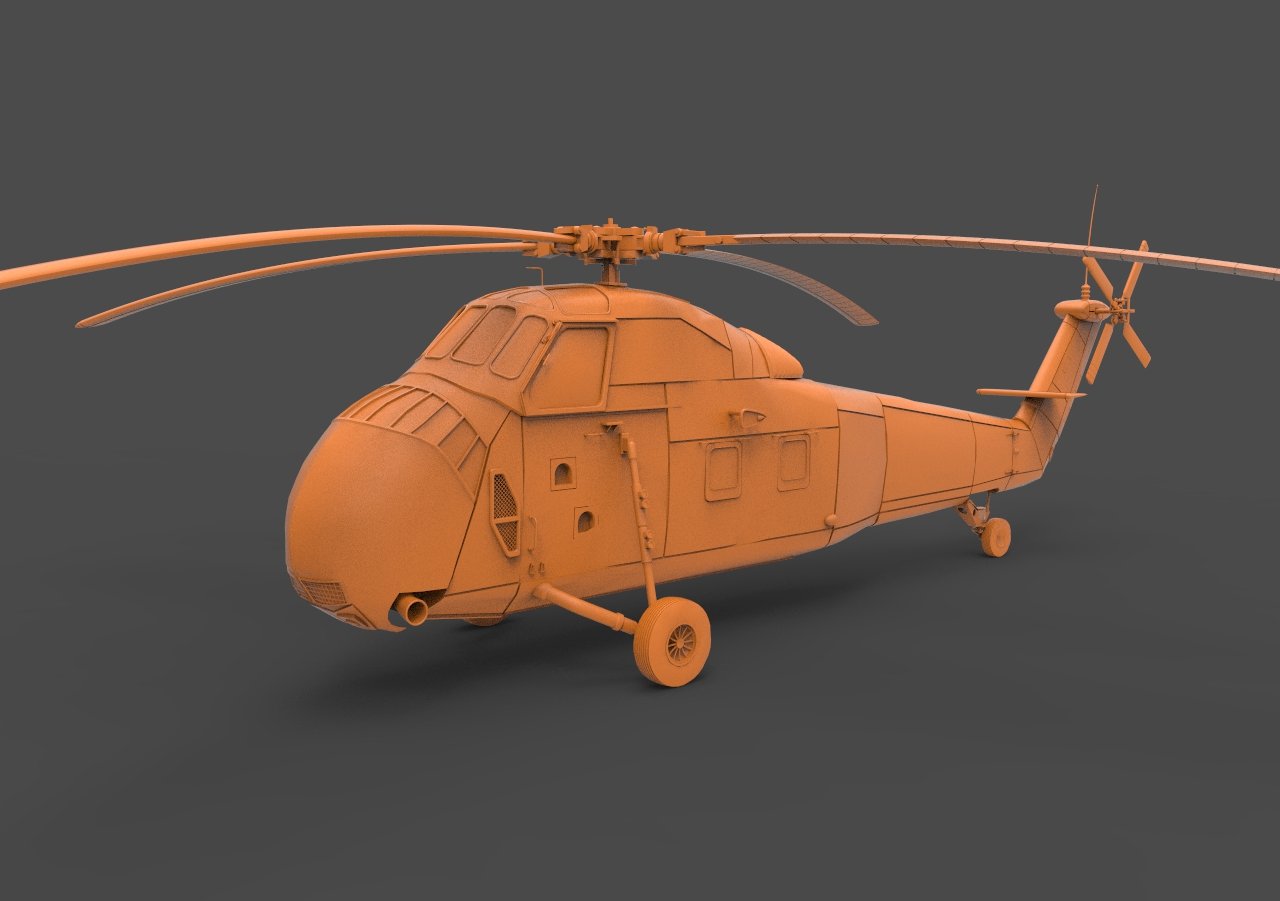 sikorsky h-34 3d print model in vehicle 3dexport buy h34 choctaw helicopter s-58 aircraft uh-1 huey ch-46 sea knight united states army navy s-55 seabat 3D print model - Mito3D