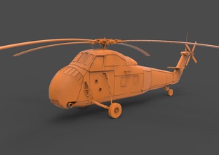 sikorsky h-34 3d print model in vehicle 3dexport buy h34 choctaw helicopter s-58 aircraft uh-1 huey ch-46 sea knight united states army navy s-55 seabat 3d print model - Mito3D
