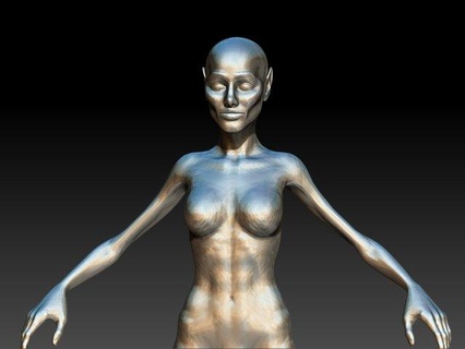 silver alien girl model 2 woman 3d print model - Mito3D