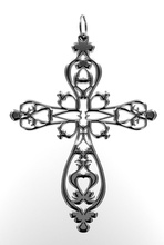 silver cross metal chrome pendent printmodel link decoration ornament fallal falderal jewel 3d print model - Mito3D
