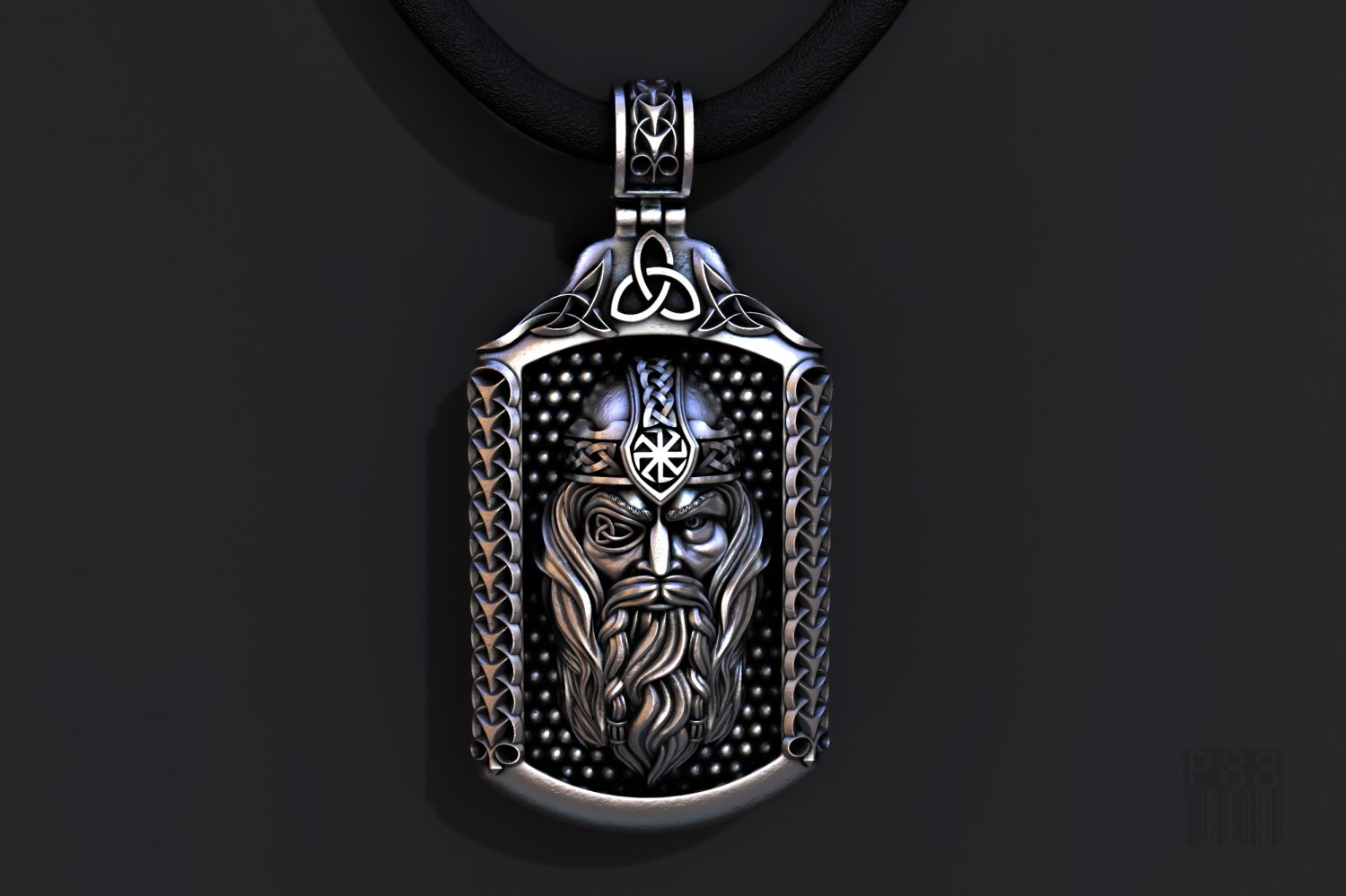 silver pendant god odin jewelry father viking warrior kolovrat amulet talisman obereg scandinavian ornament design jewellery cnc wax printable style 3D print model - Mito3D