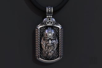 silver pendant god odin jewelry father viking warrior kolovrat amulet talisman obereg scandinavian ornament design jewellery cnc wax printable style 3d print model - Mito3D