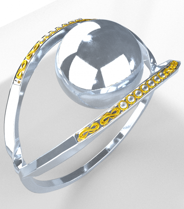 silver ring jewelry women gold diamond silver-ring 3D print model - Mito3D