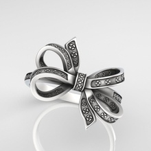 anello in argento nastro gioielli diamante di stampa presente matrimonio brillano oro stampabile anelli fidanzamento gioiello lucente la decorazione moda sterlina preziosi 3d print model - Mito3D