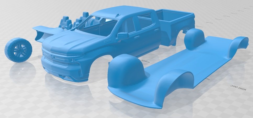 silverado operadores táxi lt z71 chefe trilha 2018 imprimível carro 3d impressão modelo in automotivo 3dexport fenda escalextrico tamiya rc miniz micro rastejante 3D print model - Mito3D