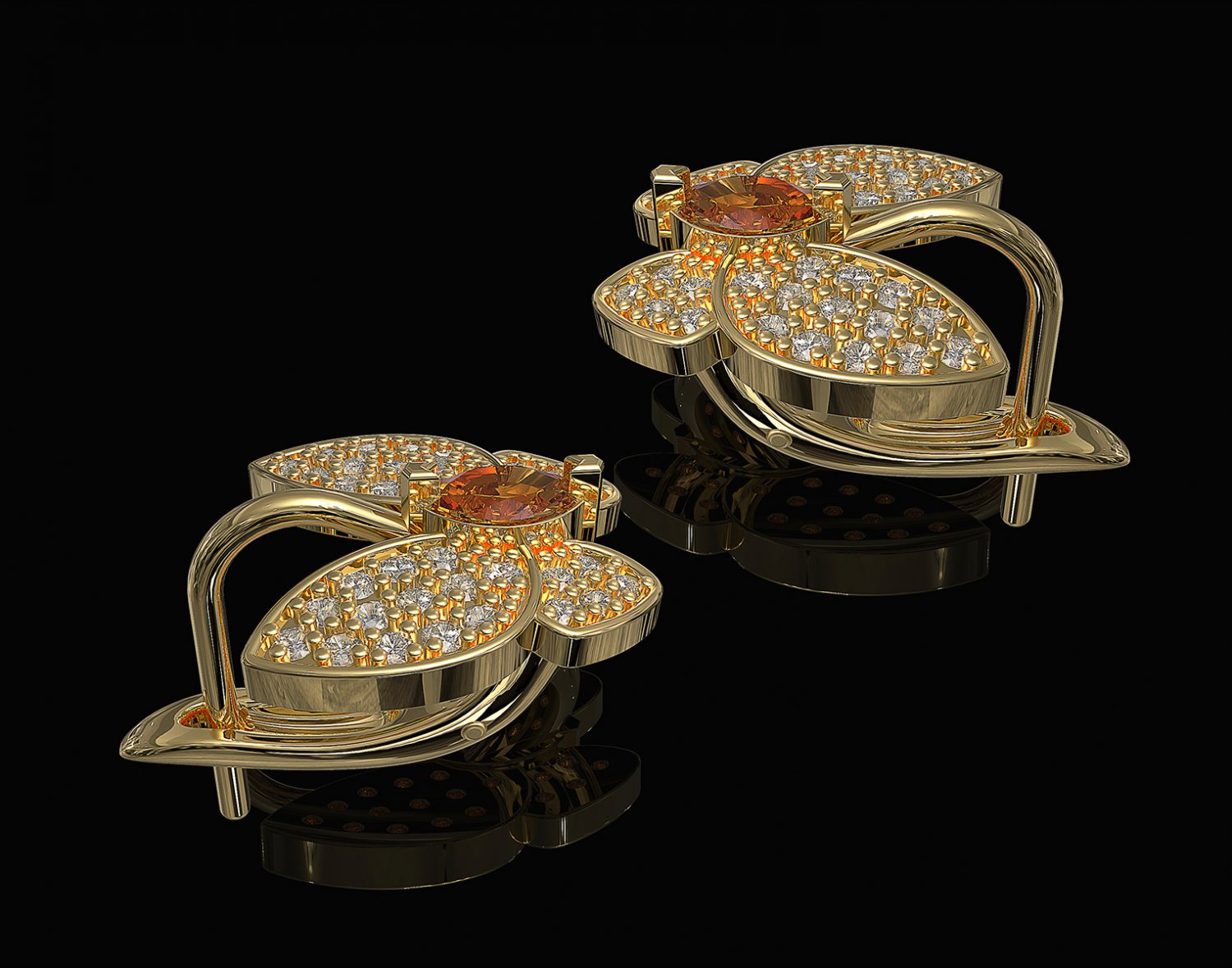 einfach Schmetterling Ohrringe Diamant 3d druckbar stl Juwel Edelsteine Gold Silber Platin brillant Sterling Ohrring Frauen Mode stilvoll Schönheit Schmuck 3D print model - Mito3D