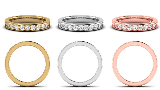 simple cute diamond band ring 3d print model in rings 3dexport romance marriage engagement precious platinum silver gold fashion love valentine gem jewel brilliant shining littlegirl daddygirl eternity promiseband 3D print model - Mito3D