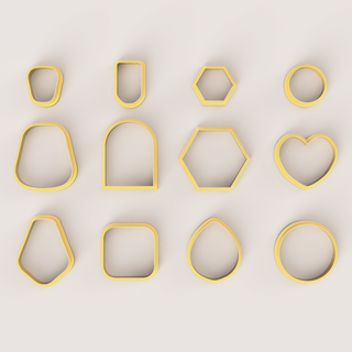 simple forms set polymer clay cutter earrings shape unique diy jewelry 3d print model - Mito3D