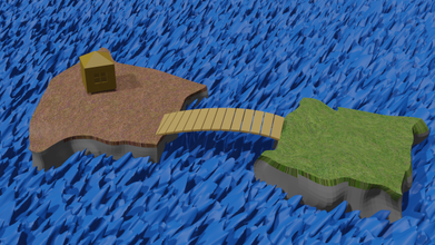 basit ada köprü ev faliyet alani sahne deniz ağaç adalar arazi güzellik çimen doğa büyü 3d print model - Mito3D