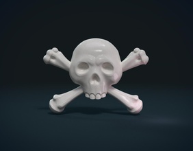 simples crânio de socorro ossos pirata a cabeça perigoso emblema assim estilizado 3d print model - Mito3D