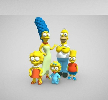 simpsons family blend textured figurines anime cartoon characters yellow 3d print model - Mito3D