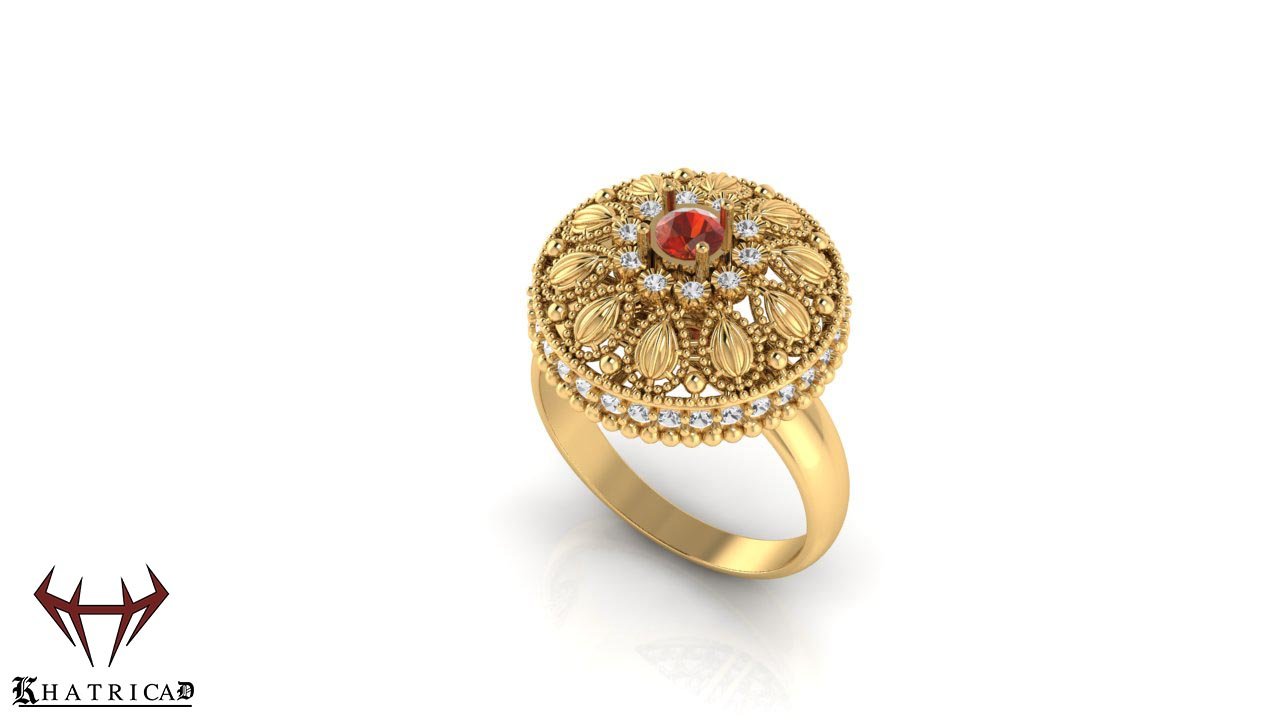 singapuri style jewelry precious gem gold printable jewel diamond fashion shining platinum engagement indian finger luxury silver 3D print model - Mito3D