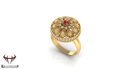 singapuri estilo jóias precioso gem ouro printable jóia diamante a moda brilhando platina o engajamento indiana dedo luxo de prata 3d print model - Mito3D