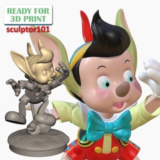 Untergang Pinocchio Ventilator Kunst druckbar Modell Kind Cartoons 3d Miniatur Karikatur Charakter Statue Miniaturen Figuren 3dprint Disney Film JiminyCricket 3d print model - Mito3D