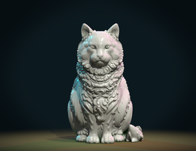 sentado hermoso gato gatito estatua escultura barroco florido estereolitografía 3d print model - Mito3D