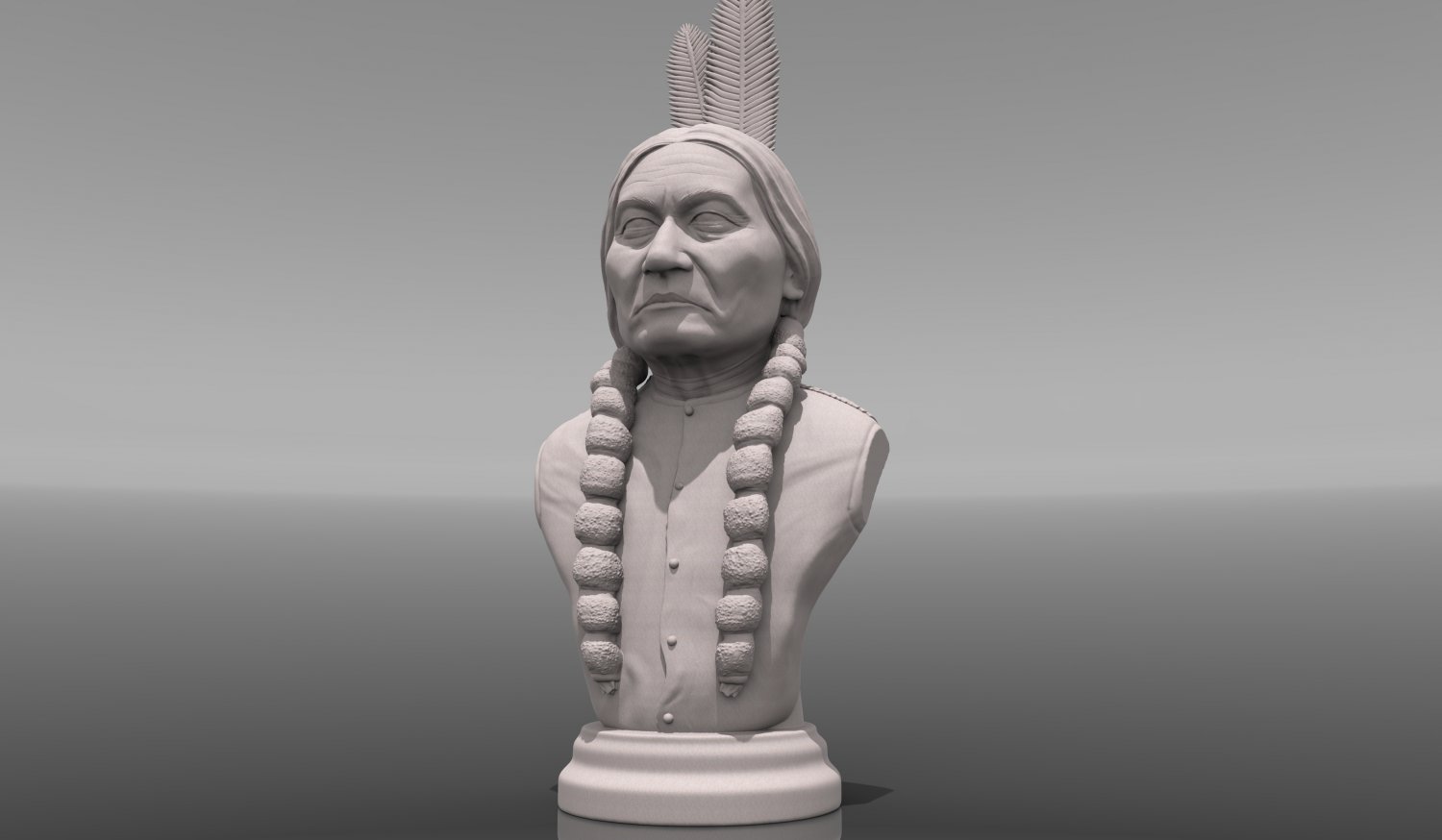 sitting bull 3d printable portrait sculpture print model in 3dexport sittingbull nativeamerican us man human people politician leader historical bust 3D print model - Mito3D