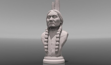 sentado toro 3d imprimible retrato escultura impresión modelo in 3dexport toro sentado nativo americano us hombre humano personas político líder histórico busto 3d print model - Mito3D