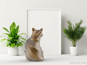 sitting cat printable statuette interior cnc cncmodel cncmachining cnc-made kitty 3d print model - Mito3D