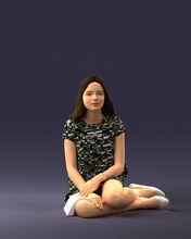 sitting girl 1016-3 3d print ready scan model polygon 3dprint human male realistic posed character people miniature child style fashion photochildren children 3d print model - Mito3D