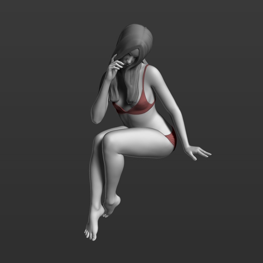 sitzung mädchen 2 3d drucken modell frau 3dexport 3dprint brust truhe weiblich figuren dame miniaturen zierlich ziemlich drucken sitz sitzend passen schwimmen badeanzug 3D print model - Mito3D