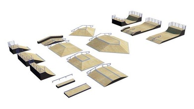 schlittschuh park 3d modell stadion 3dexport rampe starten bmx startrampe schiene skatepark rampen sperrholz straße spiele extrem sport ausrüstung 3d print model - Mito3D