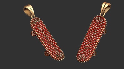 planche à roulettes pendentif joyau bijoux jewells zbrush la cnc 3dprint imprimable jouet planches or le platine 3dmodel de conception pandle d'argent jewell conseil d'administration 3d print model - Mito3D