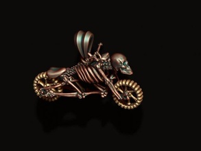 skeleton motorcycle pendant harley davidson chopper bike motorbike motor moto motocikl motocross cycle bicycle biker motorsport jewelry skul skull skelet bone 3d print model - Mito3D