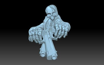 a skeleton pistols 3d print model in 3dexport skull scull pedant cnc bas-relief muerte senor cranium 3d print model - Mito3D