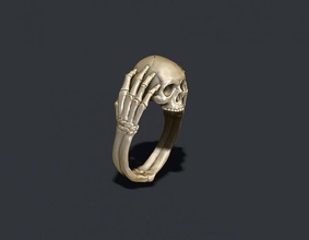 esqueleto crânio anel fechar orelhas motociclista osso jóia jóias joalheria obj Ringkull esculpir escultura skul mulher mulheres zbrush pingente olhos orelha boca 3d print model - Mito3D