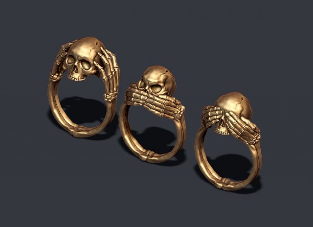 esqueleto cráneo anillos paquete 3d impresión modelo in 3dexport motociclista hueso joya joyería obj calavera anular esculpir escultura skul mujer zbrush scul colgante pendiente ojos oído boca 3D print model - Mito3D