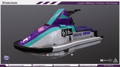 kayak jet 3d tekne model oyun hazır araba araç 3d print model - Mito3D