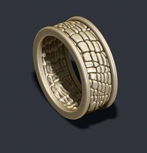 la piel del anillo de cocodrilo dinosaurio dragón escamas el pelaje oro joya joyería lagarto imprimible los reptiles anillos las escalas plata serpiente viking salvaje 3d print model - Mito3D