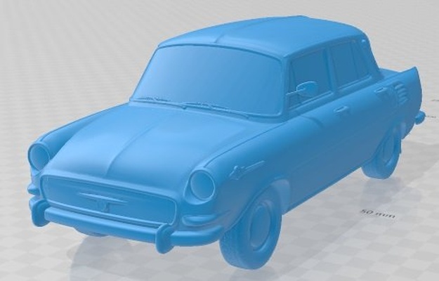 skoda 1000 mb 1964 druckbar wagen 3d drucken modell automobil 3dexport diorama modellieren hobby solide rahmen 3d print model - Mito3D