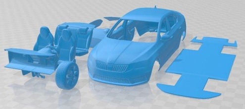 skoda octávia rs 2017 imprimível carro 3d impressão modelo in automotivo 3dexport fenda escalextrico tamiya rc miniz passatempo micro 3d print model - Mito3D