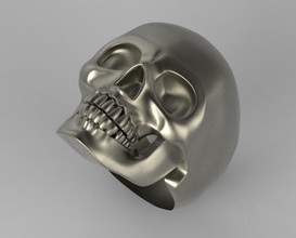 skull 3d print model in rings 3dexport ring printing printer- 3ds max 2014 higher- format obj stl fbx- decoration pirates bikers skeleton silver jewelery 3d print model - Mito3D