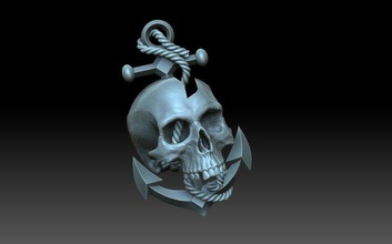 skull scull pirate skeleton cnc art horror sea 3d print model - Mito3D