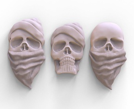 skull 3d print model in signs logos 3dexport cnc stylized gothic bandana mask bas relief horror case free hat death art sculptures sculpt statue 3d print model - Mito3D