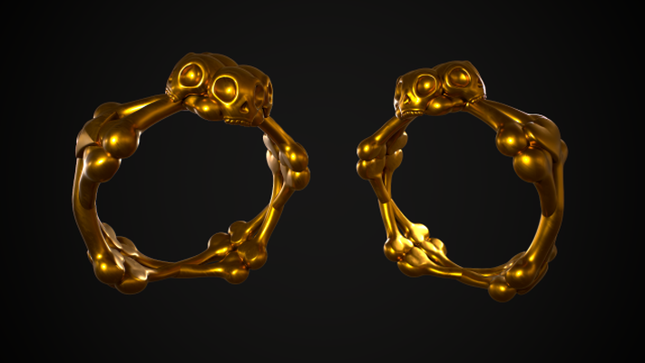 skull bones ring 3d print model in rings 3dexport jewelry skeleton bone art gold 3d print model - Mito3D