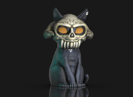 crâne chat sculpture chaton gato chats Halloween terreur vampire mascota objets collectionner coleccion 3d print model - Mito3D