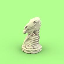 skull chess - knight 3d print model in board games 3dexport chesspiece boardgame skeleton chess-set 3dprint 3dmodel blender blender3d 3d print model - Mito3D