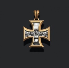 crânio Cruz pingente motociclista osso jóia jóias joalheria esculpir skul colar ouro prata squl cros bruto qros catedral habilidade 3d print model - Mito3D