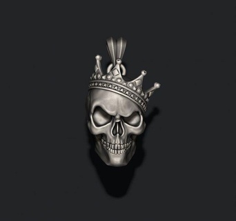 skull crown pendant pendants biker bone jewel jewellery jewelry man men obj ringskull sculpt sculpture skul scul necklace corona korona pentant pendand 3d print model - Mito3D