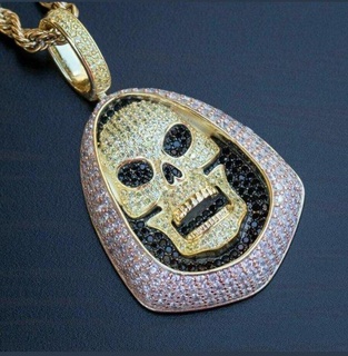 skull diamond pendant pendants skulldiamond antique luxury rapper hiphop jewelry necklace gemstone elegant celebrity style jewellery bling gem urban ghost boy 3d print model - Mito3D