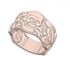 skull dollar ring gold silver stl print jewellery 3d print model - Mito3D