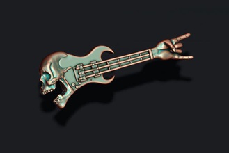 skull guitar pendant 3d print model in pendants 3dexport gibson flying standart faded musical music acoustic sound rock jewelry silver gold jackson randy rhoads rr5 seymour stratocaster gesture 3d print model - Mito3D