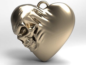 crânio coração 3d impressão modelo in pingentes 3dexport pingente chaveiro amar joalheria moda arte 3d print model - Mito3D