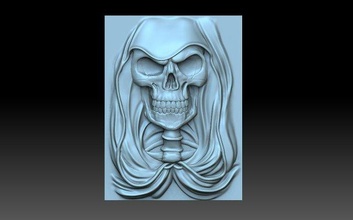 cráneo capucha esqueleto muerte cnc alivio apocalipsis calaveras huesos panel 3d print model - Mito3D