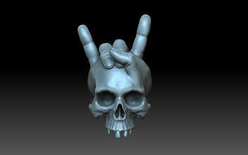 skull horns scull skeleton head goat figurine pedant decoration horseshoe gesture 3d print model - Mito3D