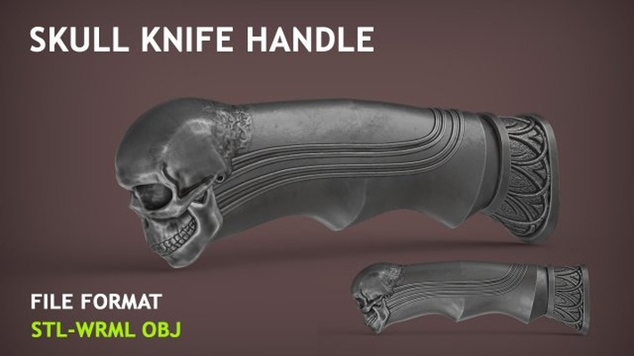 skull knife handle 3d print model in kitchen dining 3dexport sharp blade stl cnc kitchenware head weapon headed animal creature carving milling skeletion bone house 3d print model - Mito3D